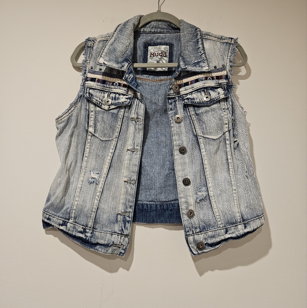Mudd Blue Denim Vest, Size Large